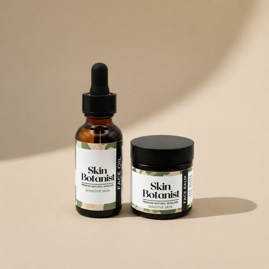 Two Skin Botanist skincare products on a beige background